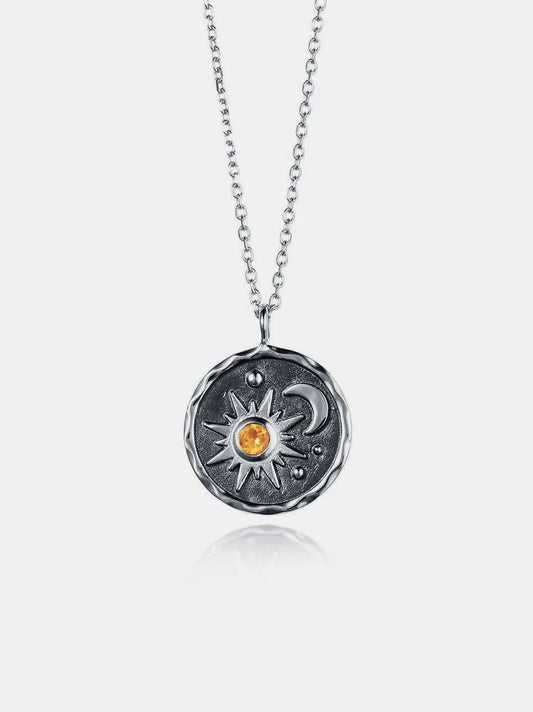 Alloy Inlaid Zircon Sun & Moon Necklace - Treasured Gift's & More