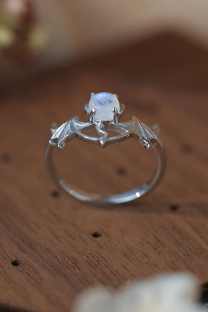 Moonstone Bat 925 Sterling Silver Ring - Treasured Gift's & More