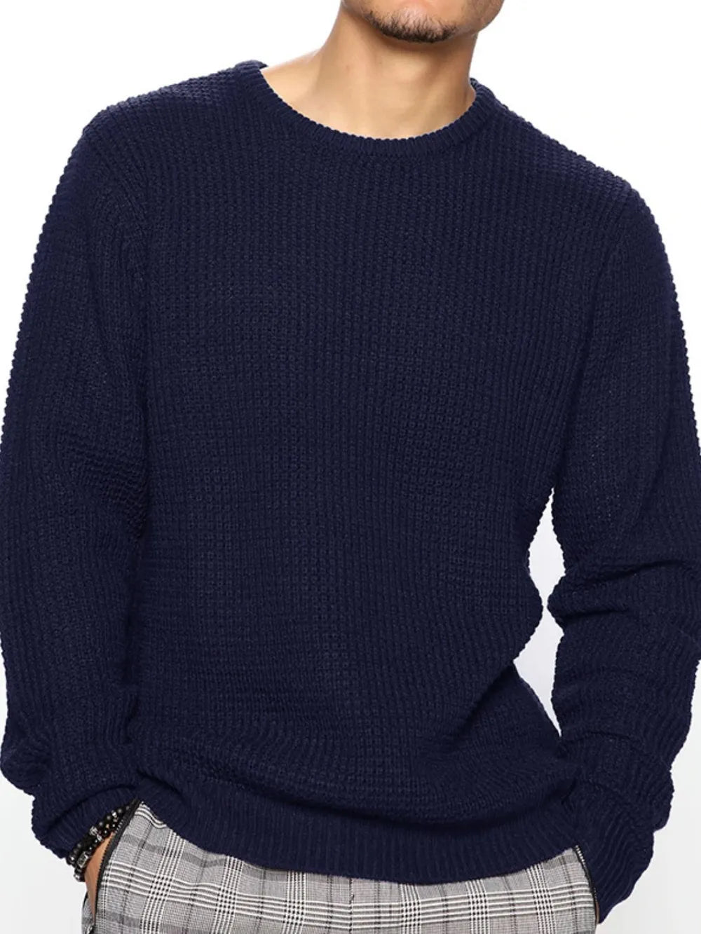 Men's Full Size Round Neck Long Sleeve Sweater Plus Size - Treasured Gift's & More
