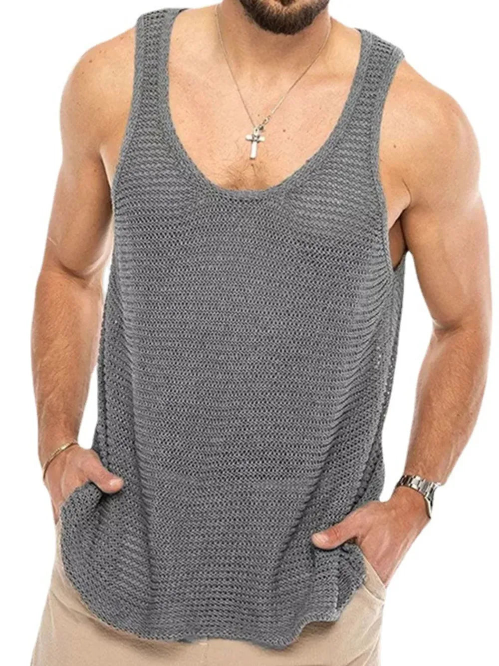 Men's Plus Size Round Neck Wide Strap Tank - Treasured Gift's & More