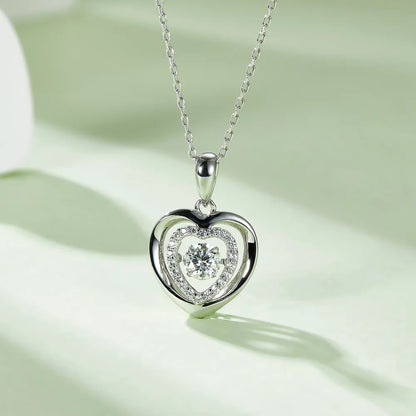 Moissanite 925 Sterling Silver Heart Necklace - Treasured Gift's & More