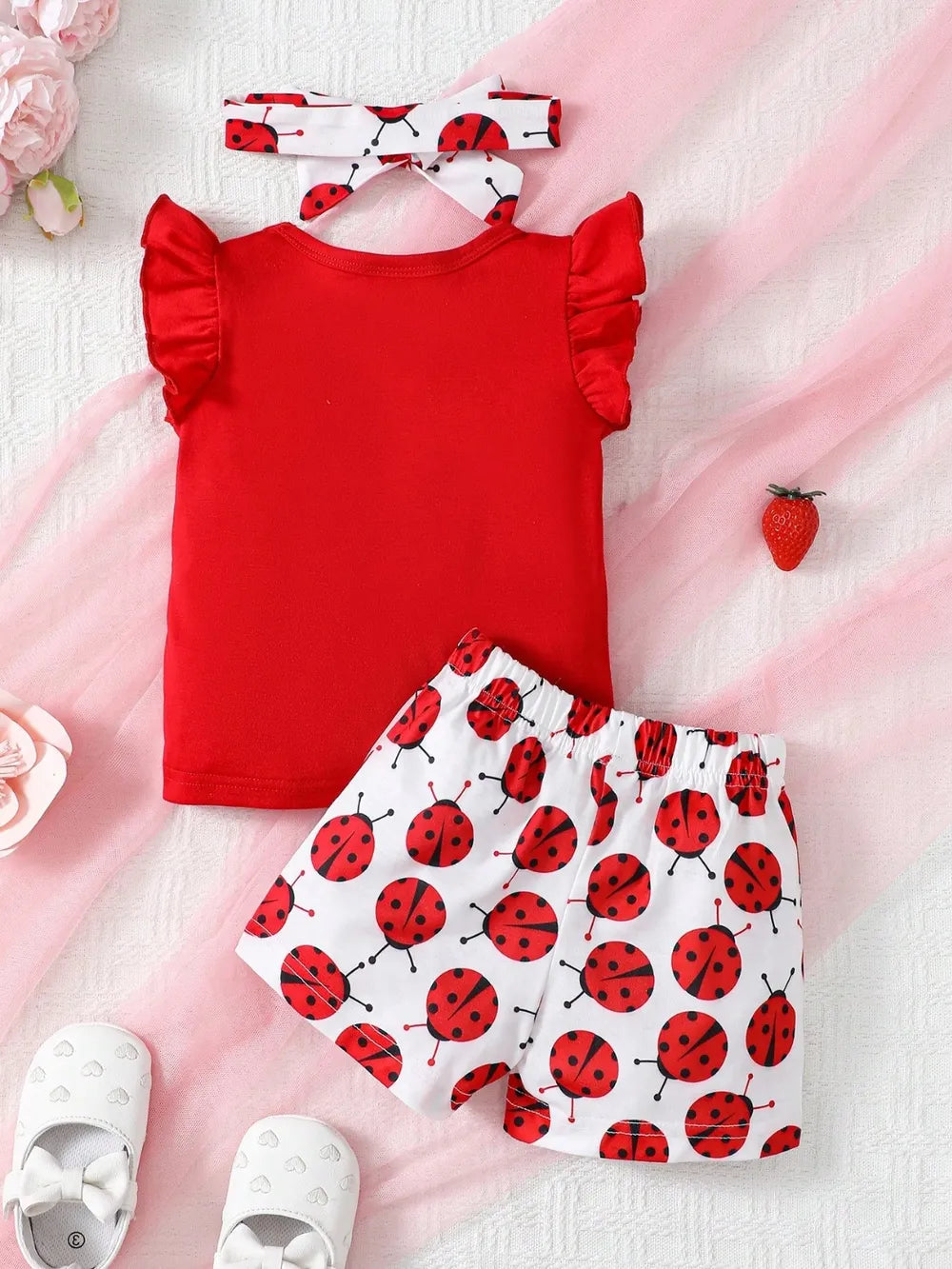 Children's Headband, Round Neck Ruffle Sleeve Top and Pants Set - Treasured Gift's & More