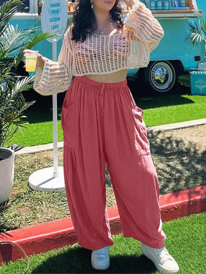 Full Size Wide Leg Pants with Pockets Plus Size - Treasured Gift's & More