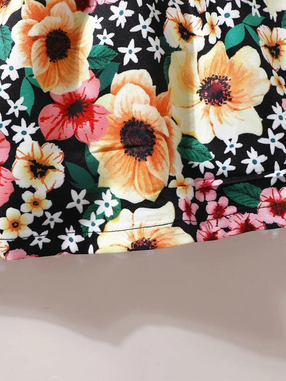 Children's Ruffled Bow Contrast Floral Dress with Headband - Treasured Gift's & More