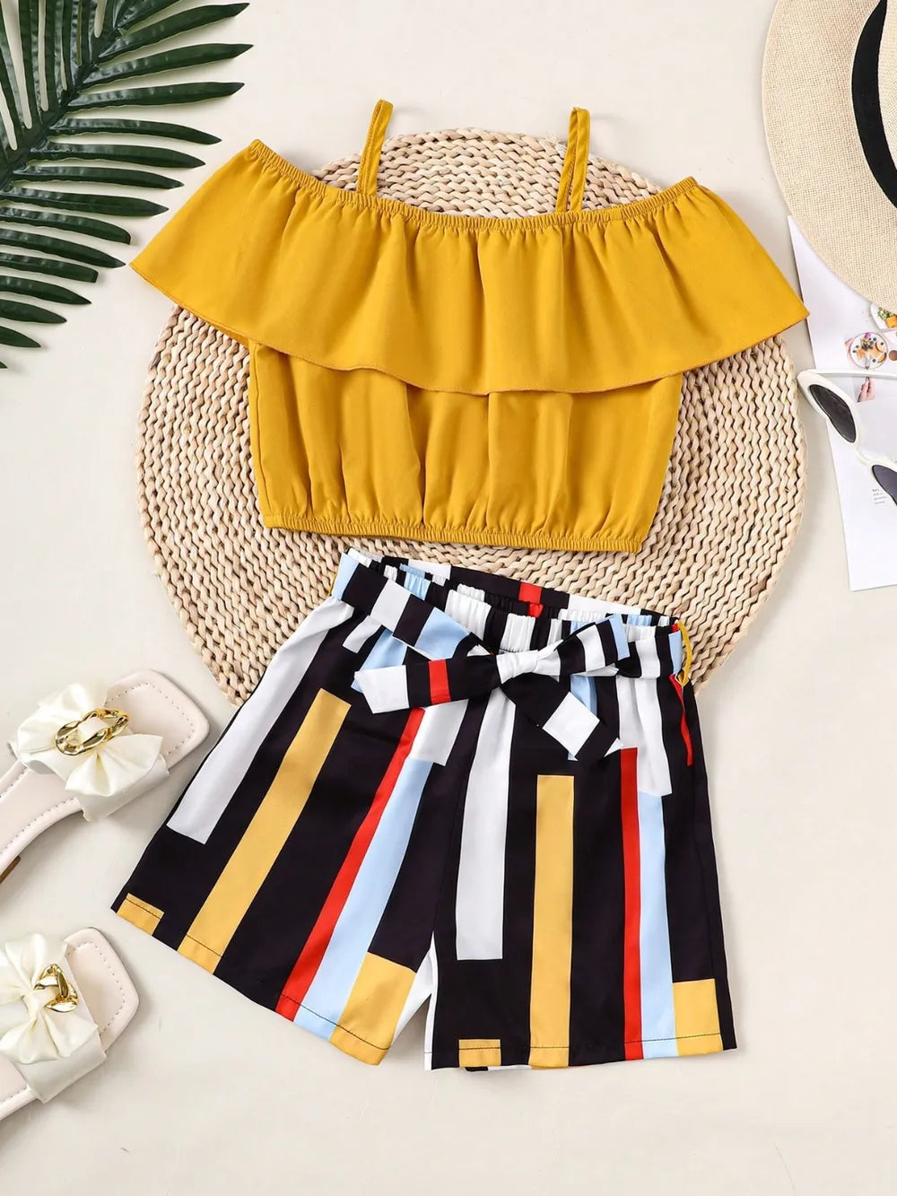 Children's Ruffled Spaghetti Strap Top and Pants Set - Treasured Gift's & More
