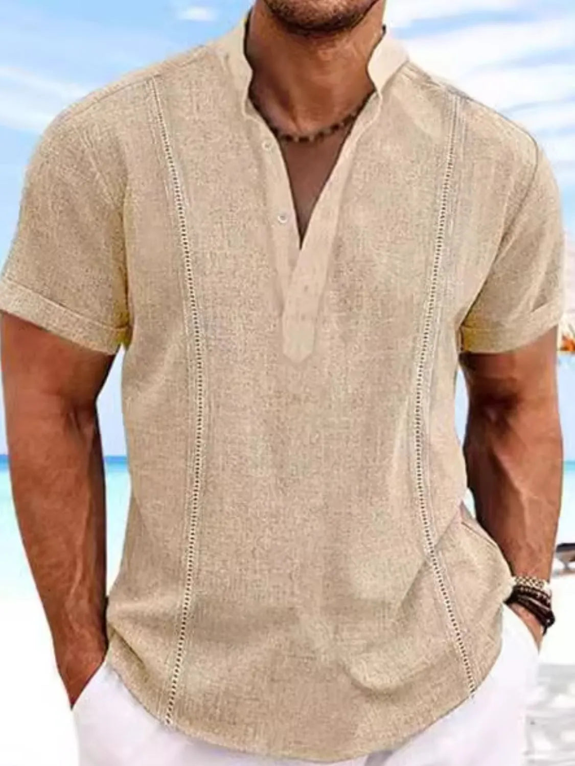 Men's Full Size Button Detail Short Sleeve Shirt Plus Size - Treasured Gift's & More