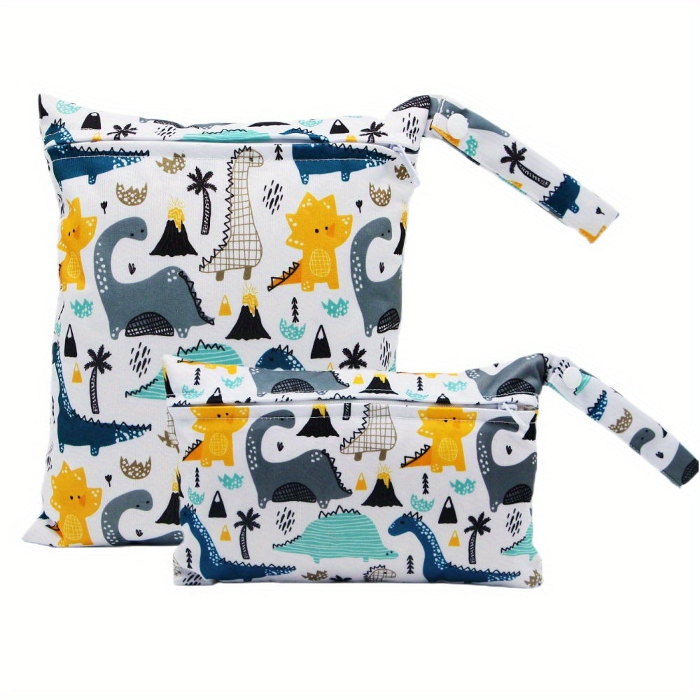 2 Pcs Durable Polyester Fiber Dinosaur Print Washable Bags