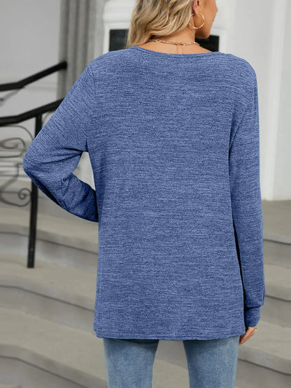 Cutout Round Neck Long Sleeve T-Shirt - Treasured Gift's & More