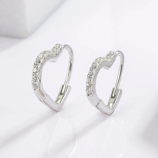 925 Serling Silver Zircon Heart Shape Earrings - Treasured Gift's & More