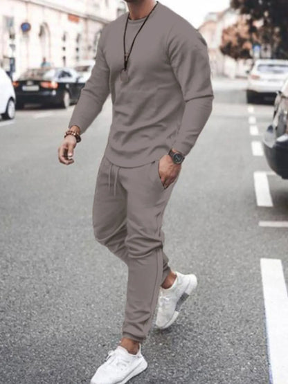 Men's Full Size Round Neck Long Sleeve Top and Pants Set Plus Size - Treasured Gift's & More