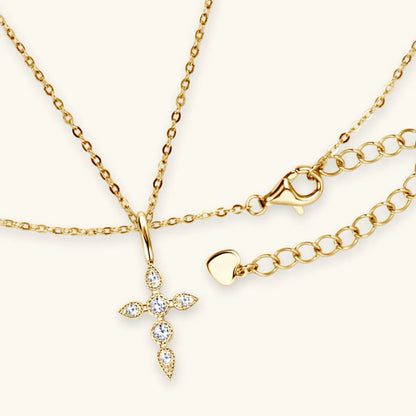 925 Sterling Silver Moissanite Cross Pendant Necklace - Treasured Gift's & More