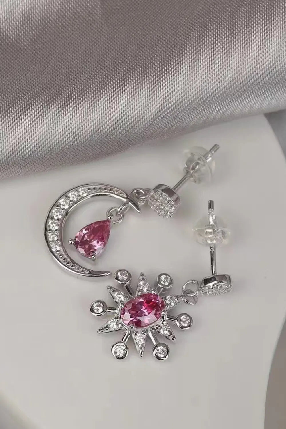 1 Carat Moissanite 925 Sterling Silver Moon & Star Earrings - Treasured Gift's & More