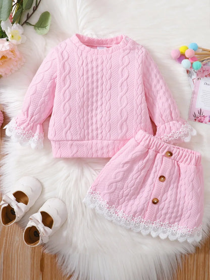 Children's Lace Detail Top and Skirt Set - Treasured Gift's & More