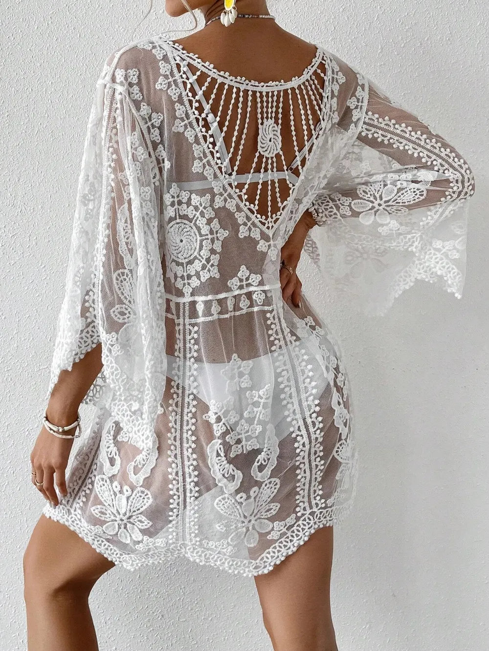 Lace Round Neck Cover-Up - Treasured Gift's & More