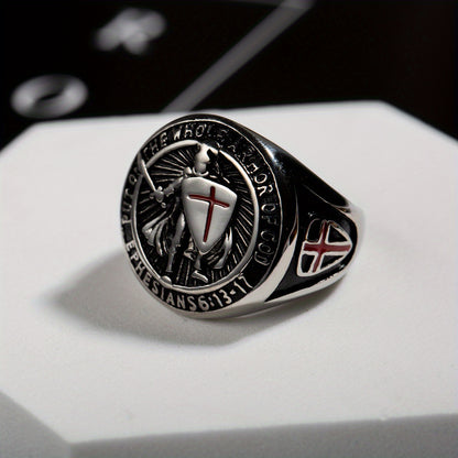 Stainless Steel Vintage Knight Templar Ring
