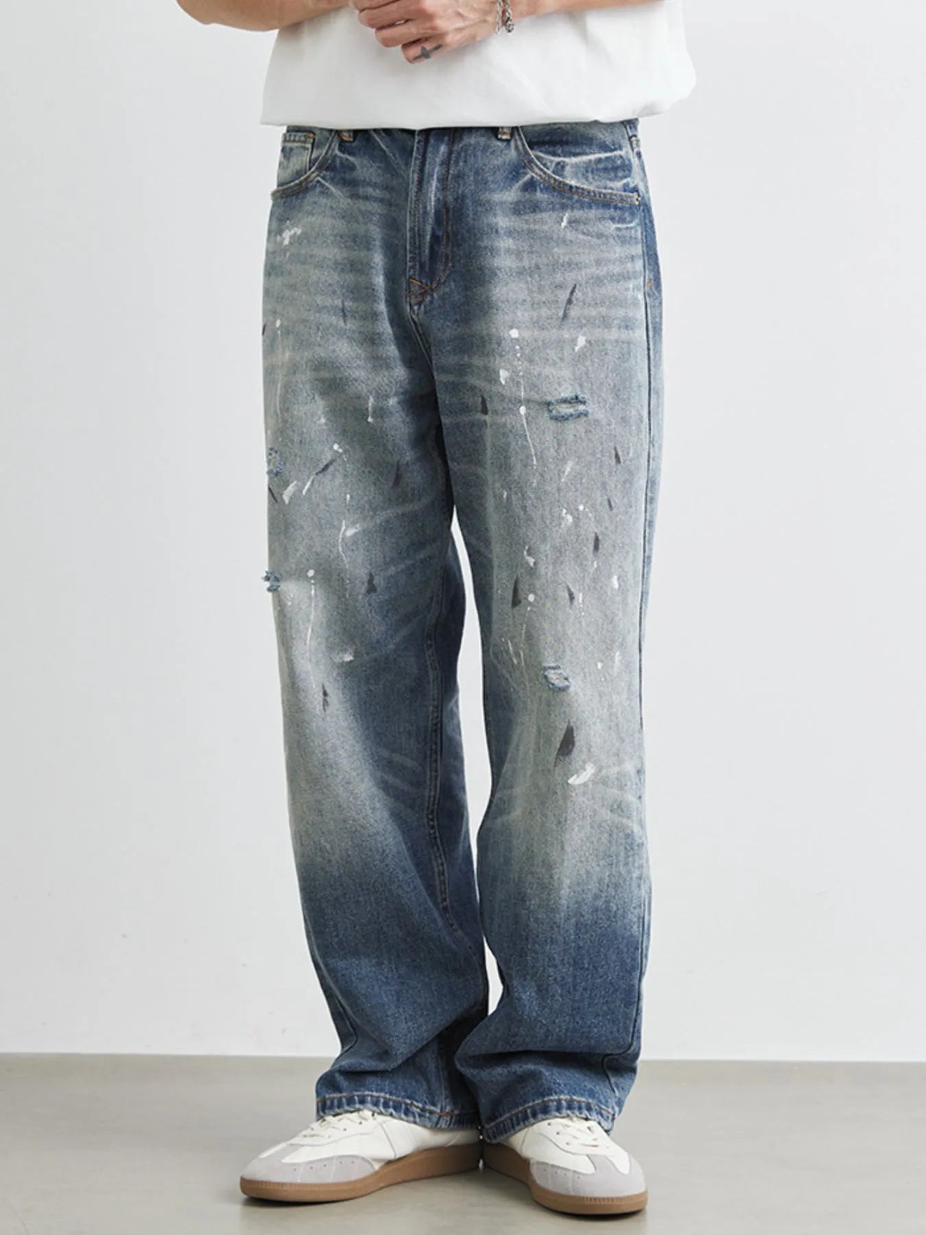 Men's Distressed Paint Splatter Relaxed Fit Jeans - Treasured Gift's & More