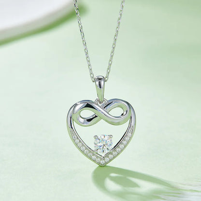 Moissanite 925 Sterling Silver Heart Necklace - Treasured Gift's & More