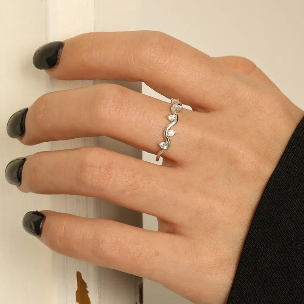 925 Sterling Silver Inlaid Zircon Ring - Treasured Gift's & More