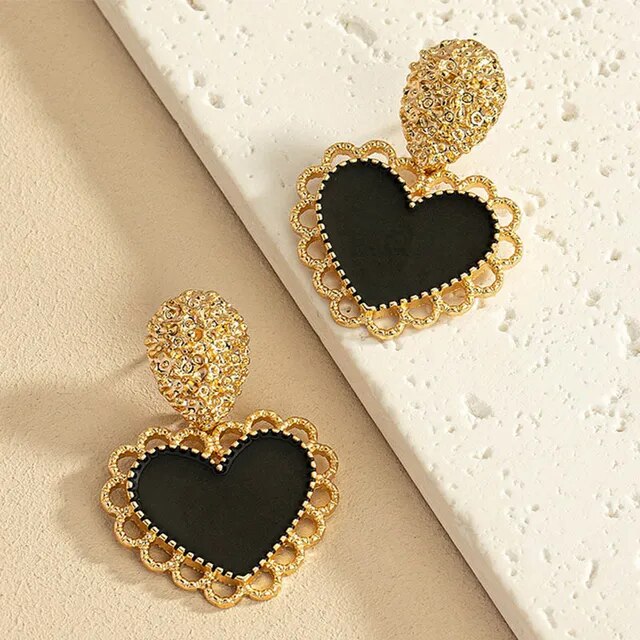 Black Epoxy Metal Heart Post Earrings - Just $12.08! Shop now at Treasured Gift's & More