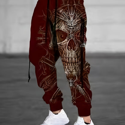 Halloween Skull Print, Men's Drawstring Sweatpants