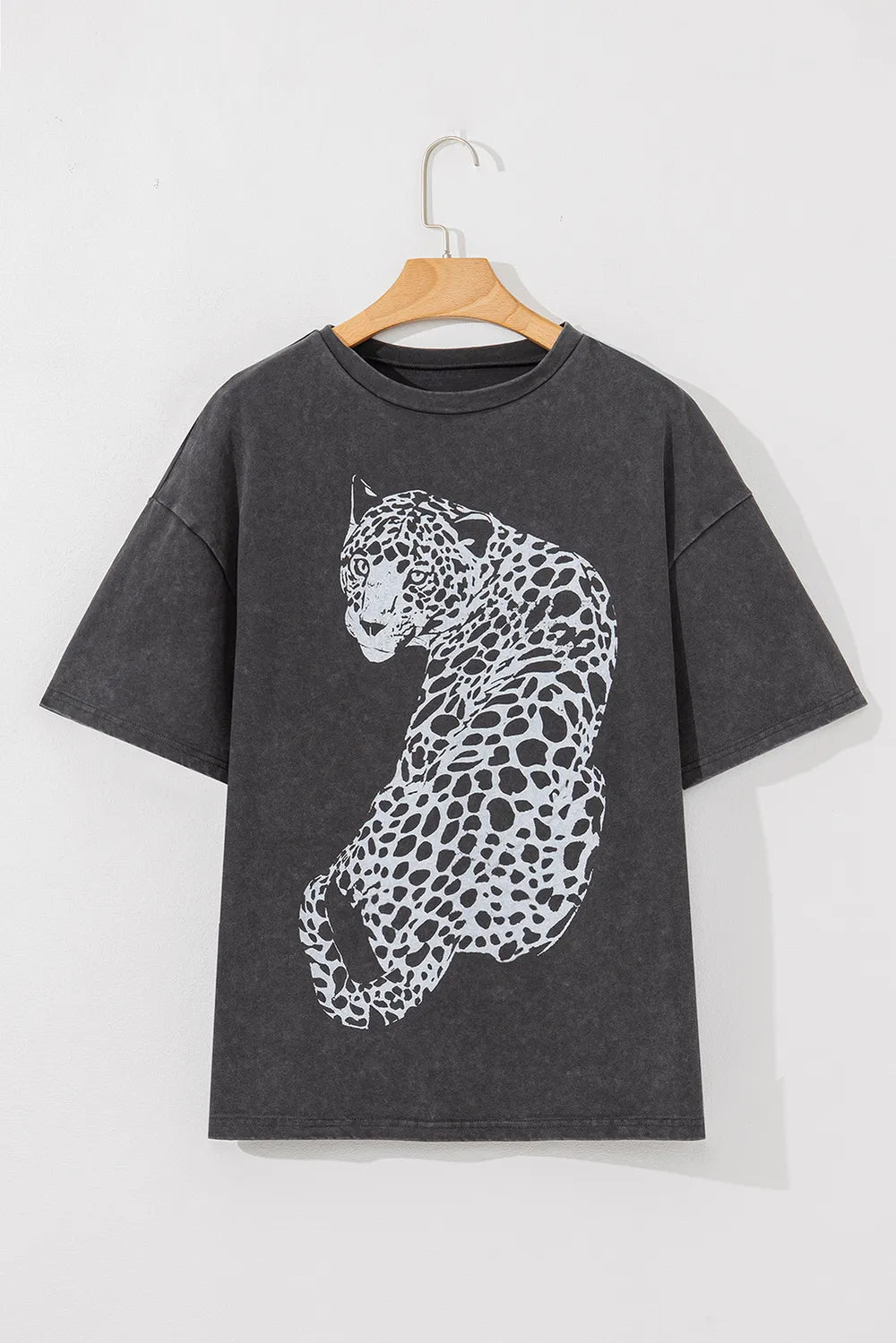 Cheetah Mineral Wash Round Neck Half Sleeve T-Shirt - Treasured Gift's & More