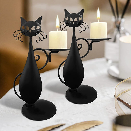 Black Cat Candlestick - Just $18! Shop now at Treasured Gift's & More