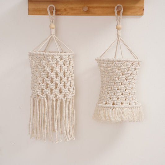 Tassel chandelier Bohemian handmade woven cotton rope lampshade