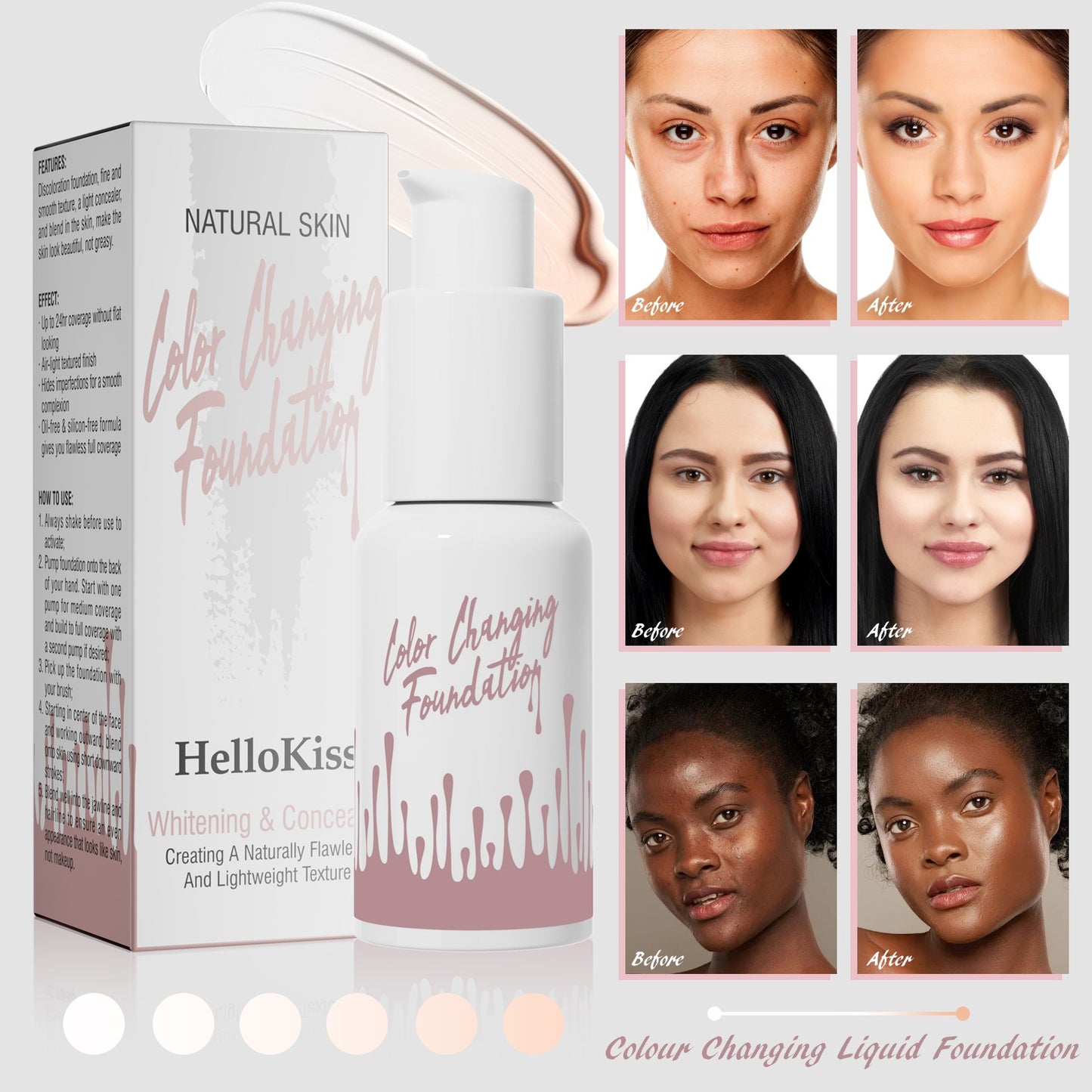 HelloKiss  Color changing foundation full coverage waterproof - Treasured Gift's & More