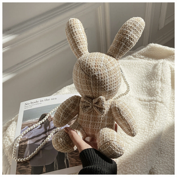 Cute Rabbit Doll Pearl Chain Messenger Bag