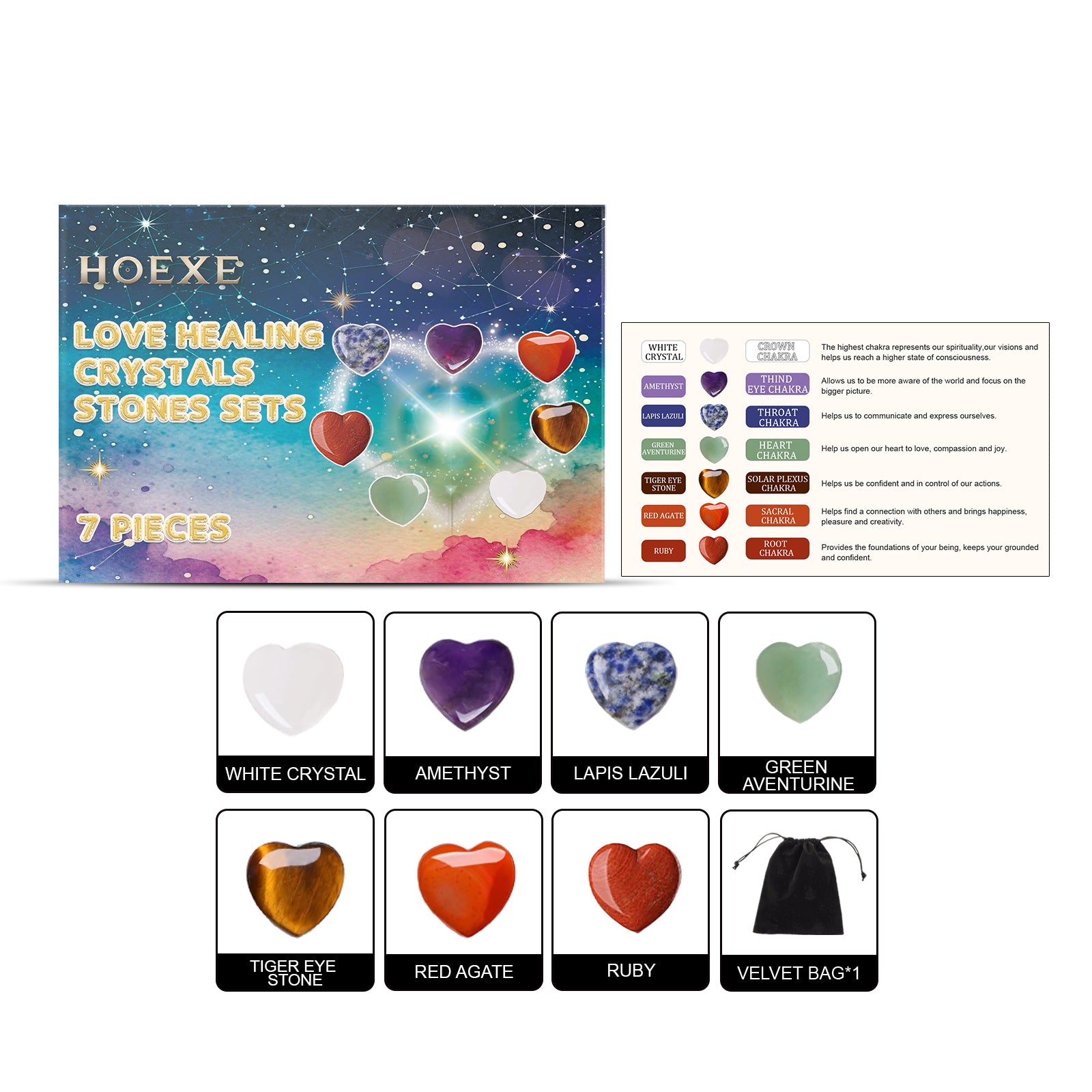 Love Crystal Healing Stone Set - Treasured Gift's & More