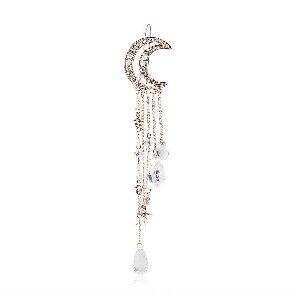 Romantic Rhinestone Crescent Moon Star Crystal Hairpin - Just $7.44! Shop now at Treasured Gift's & More