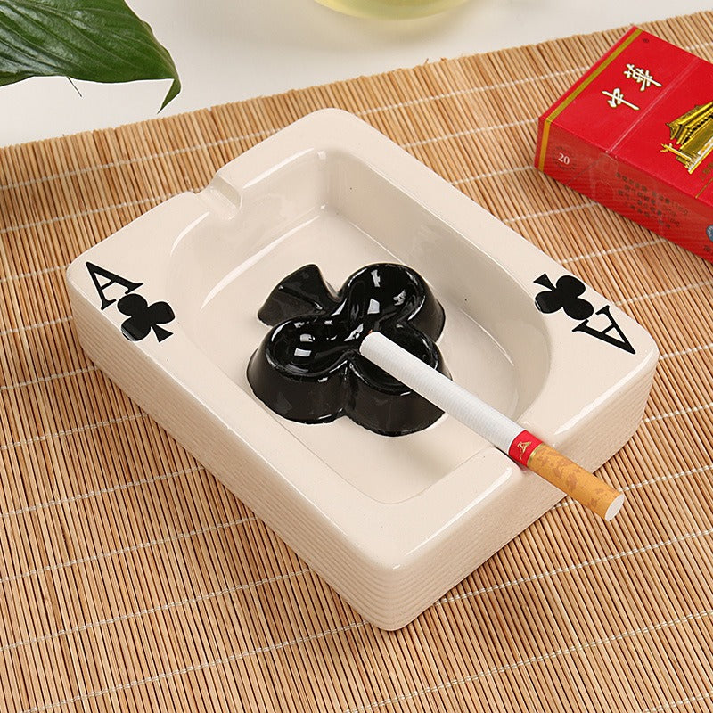 Creative hand drawn poker ceramic ashtray or Dish