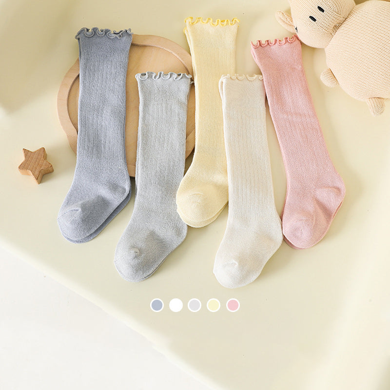 Loose Mouth Fungus Edge Combed Cotton Girls Baby Socks