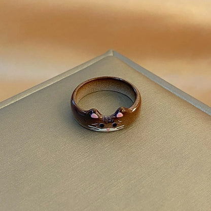 Creative Cute Cat Drop Glaze Women's Ring