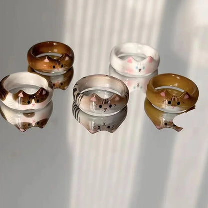 Creative Cute Cat Drop Glaze Women's Ring