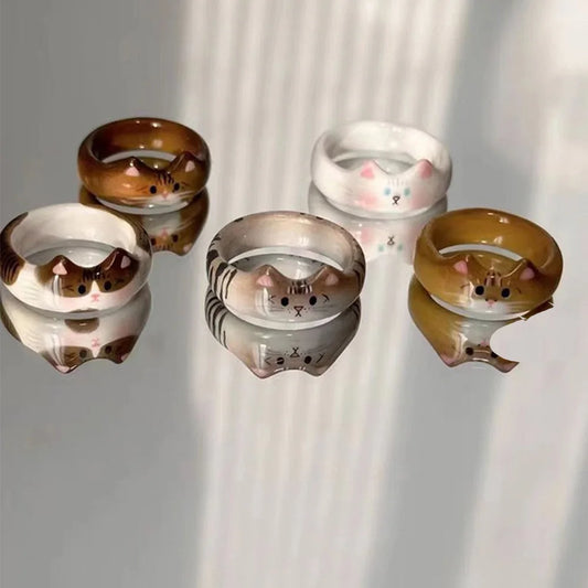 Creative Cute Cat Drop Glaze Women's Ring