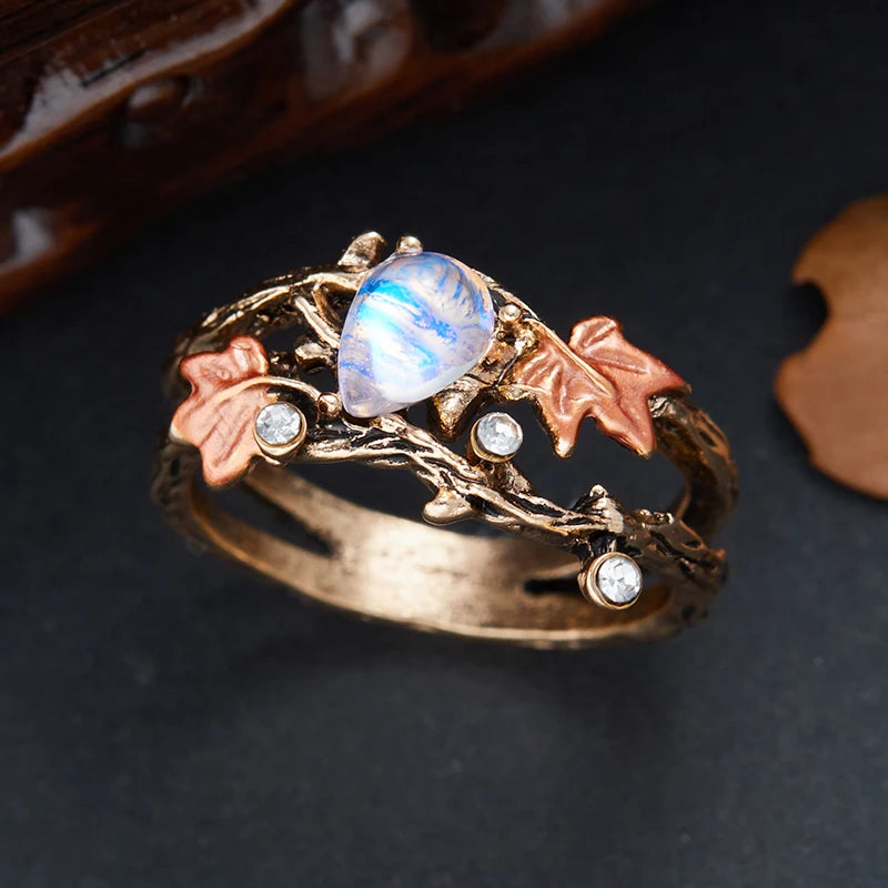 Creative Retro Niche Exquisite Branch Maple Leaf Ring