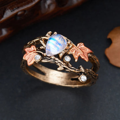 Creative Retro Niche Exquisite Branch Maple Leaf Ring