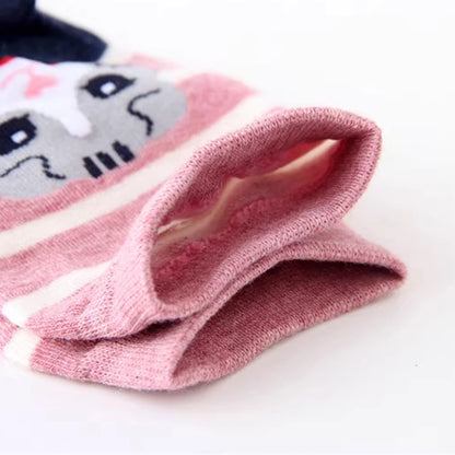 5 Pairs of Women's Crew Socks with Cat Patterns