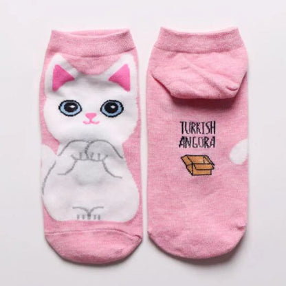 5 Pairs/Set Women's Cartoon Cute Cat Ankle Socks