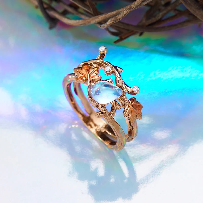 Creative Retro Niche Exquisite Branch Maple Leaf Ring