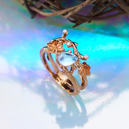 Creative Retro Niche Exquisite Branch Maple Leaf Ring