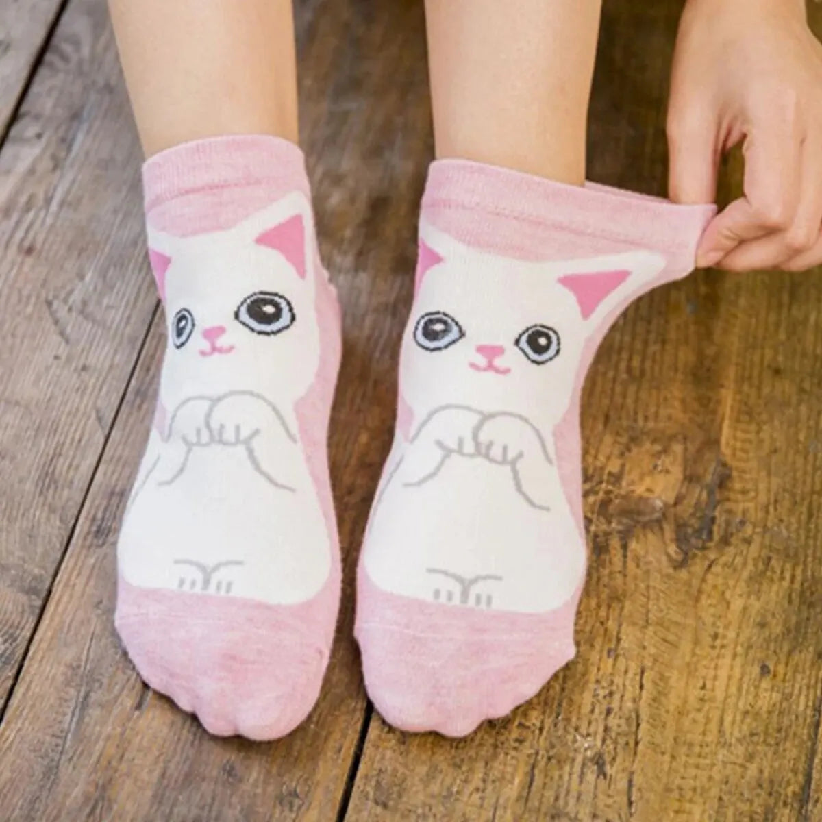 5 Pairs/Set Women's Cartoon Cute Cat Ankle Socks