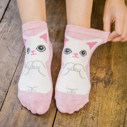 5 Pairs/Set Women's Cartoon Cute Cat Ankle Socks