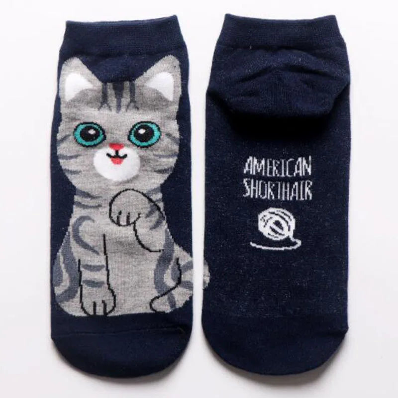 5 Pairs/Set Women's Cartoon Cute Cat Ankle Socks