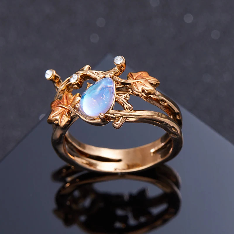 Creative Retro Niche Exquisite Branch Maple Leaf Ring