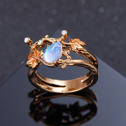 Creative Retro Niche Exquisite Branch Maple Leaf Ring