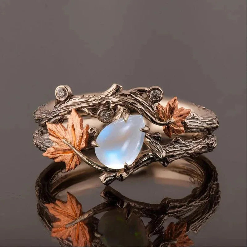 Creative Retro Niche Exquisite Branch Maple Leaf Ring