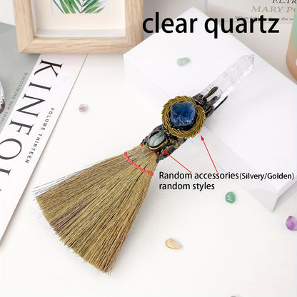1PC Natural Crystal Point Wand Small Broom Tools