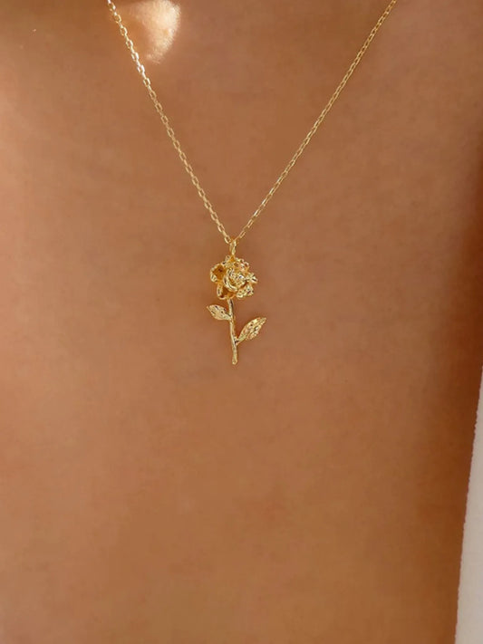 Alloy Rose Pendant Necklace - Treasured Gift's & More